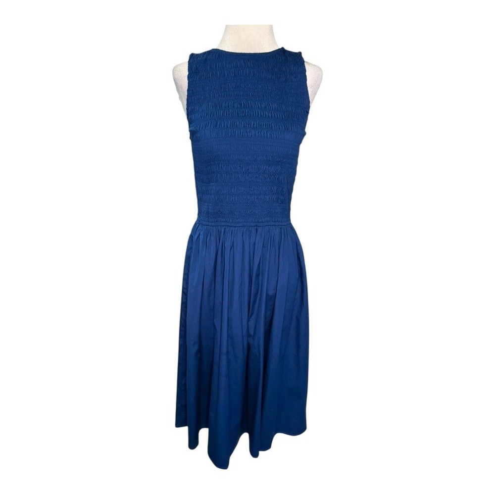 Madewell The Melody Scoopback Smocked Midi Dress Indigo Blue Moon Sleeveless XL - Picture 2 of 7